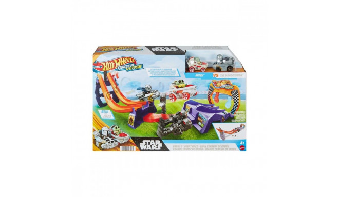 Hot Wheels Racerverse Star Wars Track Set With 2 Racers Inspired By Star Wars: Grogu & The Mandolori