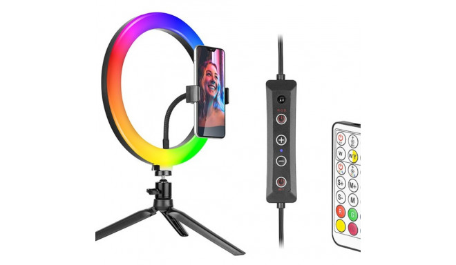 Here is a product breakdown and description for the Ring Lamp RGB 26cm with Tripod:
