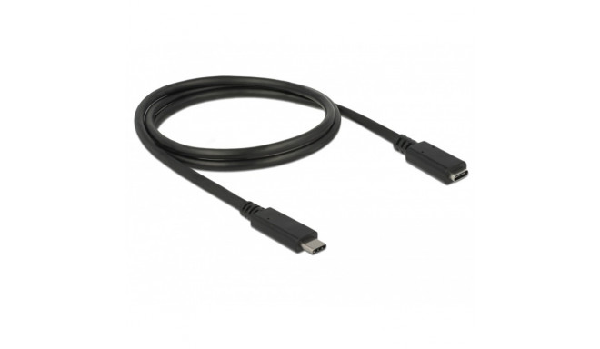 DeLOCK USB 3.2 Gen 1 extension cable, USB-C male > USB-C female (black, 1 meter, SuperSpeed)