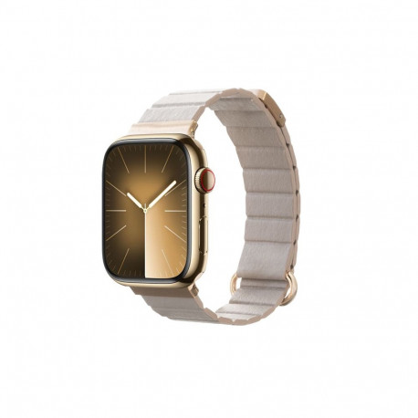 Crong Eclipse - Skórzany pasek magnetyczny Apple Watch 38/40/41/42mm (beżowy)