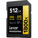 Lexar memory card SDXC 512GB Professional 1800x UHS-II U3 V60