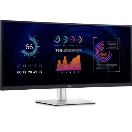 "86,4cm/34"" (3440x1440) Dell P3424WE WQHD IPS Curved 21:9 60Hz 5ms HDMI DP USB-Hub VESA Black/Silve