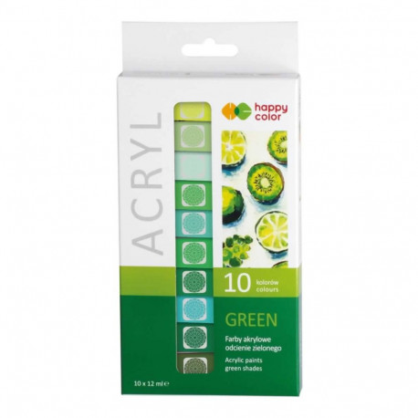Akrüülvärvide komplekt 10x12ml - Rohelised toonid