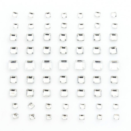 Kristallkleebised - Ruut hõbevalge, 64tk