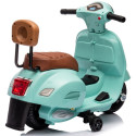Jeździk akumulatorowy Scooter Vespa z siedzeniem z ekoskóry z przeszyciem i oparciem - turkusowy