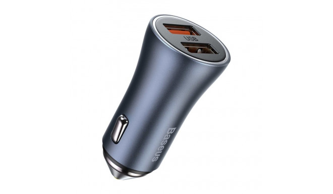 Car Quick Charger 40W 12-24V 2xUSB QC4.0 SCP FCP AFC, Dark Gray