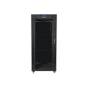 LANBERG free standing rack 19inch cabinet 27U 600x800 glass door LCD flat pack black