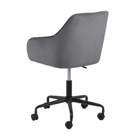 Töötool BROOKE 59x59xH89cm, tumehall samet, 100% polüester, jalg: must metall