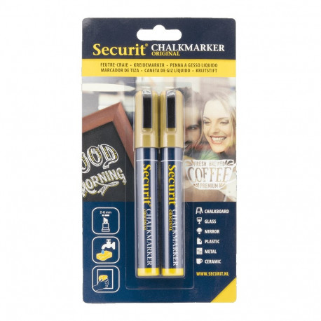 Kriidimarker tahvlitele 2-6mm, 2tk - kuldne