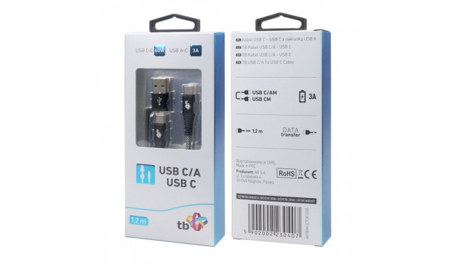 USB A/C - USB C Cable 1,2 m black