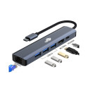 Adapter HUB USB C 6in1 - HDMI, USBx3, PD, RJ-45