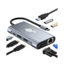 TB 8in1 Adapter USB C HDMI x2 USB VGA RJ45 PD