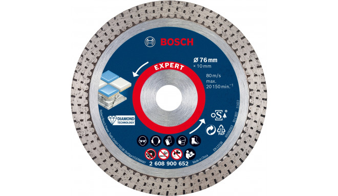 Bosch diamond cutting disc Expert HardCeramic, 76mm (bore 10mm, for mini angle grinder)