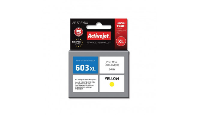 Activejet AE-603YNX ink (replacement for Epson 603XL T03A44; Supreme; 14 ml; yellow)