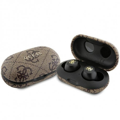 Guess Bluetooth earphones GUTWSP4EGW TWS ENC 4G PU METAL LOGO brown