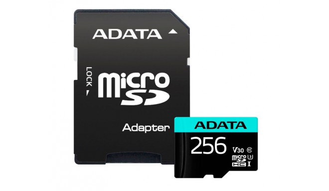 ADATA  MEMORY MICRO SDXC 256GB W/AD,/AUSDX256GUI3V30SA2-RA1