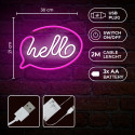 Forever neoonvalgusti LED Light HELLO Bat + USB FLNE15, roosa/valge