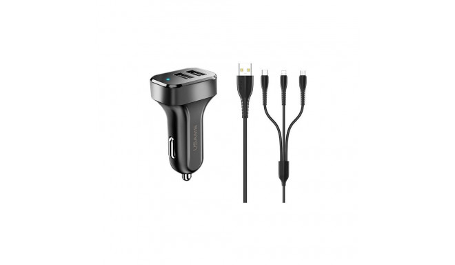 Car charger 2xUSB 2,1A microUSB/USB-C/Lightnin
