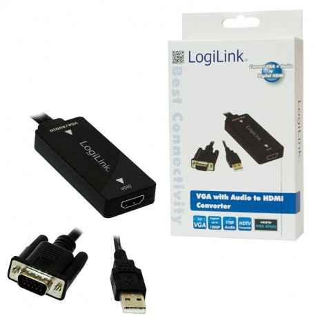 An VGA with Audio to HDMI Converter is a device used to connect older hardware (lik