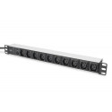 Digitus aluminum outlet strip, 10 outlets, 2 m supply IEC C14 plug