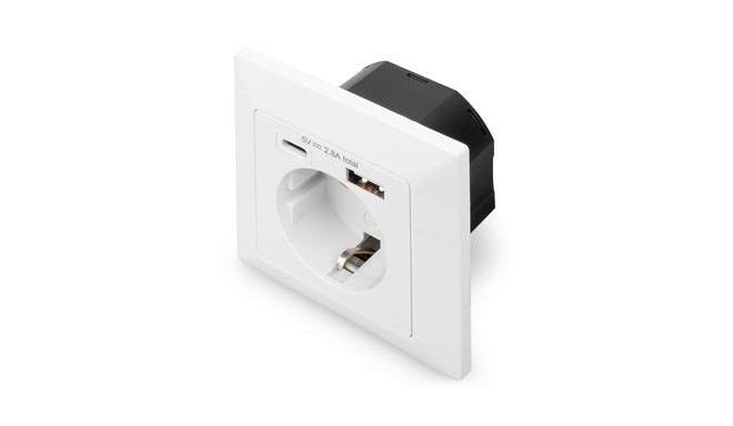 Digitus Safety Plug for Flush Mounting with 1 x USB Type-C™, 1 x USB A