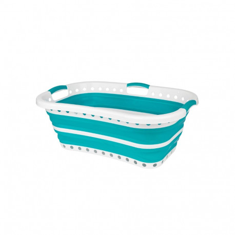 Beldray LA072979TQFEU7 Collapsible Hip Hugger Laundry Basket 37 L, White/Mint