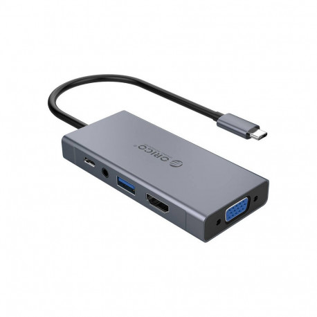 Orico 5-in-1 adapteri Hub, HDMI 4K + USB 3.0 + VGA + AUX + USB-C PD 60W