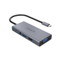 Orico 5-in-1 adapteri Hub, HDMI 4K + USB 3.0 + VGA + AUX + USB-C PD 60W