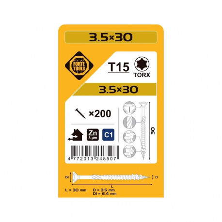 CHIPBOARD SCR T15 3.5X30 valge ZN(200)