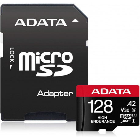 ADATA High Endurance MicroSDXC Card 128 GB Class 10 UHS-I/U3 A2 V30 (AUSDX128GUI3V30SHA2-RA1)