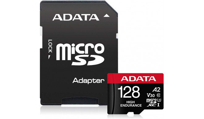 ADATA High Endurance MicroSDXC kaart 128 GB Class 10 UHS-I/U3 A2 V30 (AUSDX128GUI3V30SHA2-RA1)