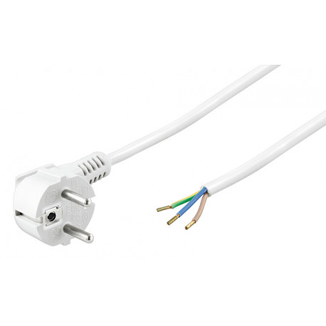 220V Toitekaabel 2.0m, valge, CEE 7/7 - lahtise otsaga