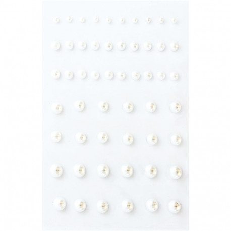 Poolpärl kleebised valge, 3-7mm, 54tk