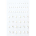 Poolpärl kleebised valge, 3-7mm, 54tk