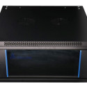 Wall cabinet 4U 600x600 black glass door