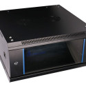 Wall cabinet 4U 600x600 black glass door
