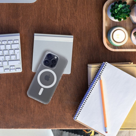 Case for iPhone 14 PLUS Frost Mag Cover compatible with MagSafe transparent frozen