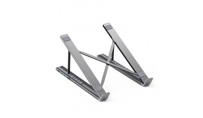 7in1 laptop stand Choetech HUB-M48 PD USB-C SD TF USB-A HDMI 100W + USB-C cable - gray