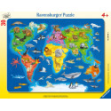 Ravensburger suur plaatpusle 30 tk Maailmakaart loomadega