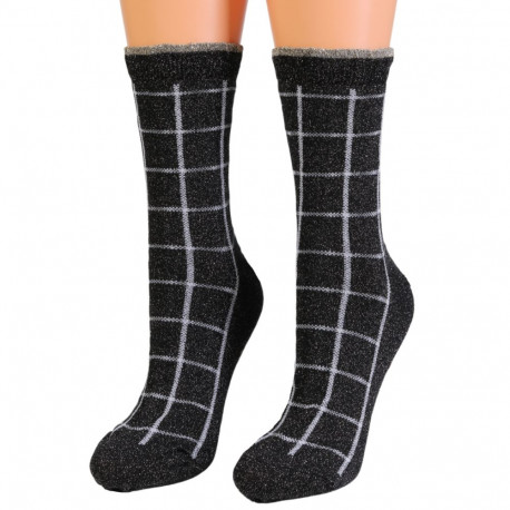 SOKISAHTEL HEAVEN musta värvi ruudulised sädelevad sokid 444
