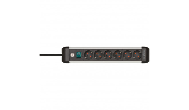 Brennenstuhl Premium-Alu-Line power strip 6-way (black/silver, 3 meters, with safety switch)