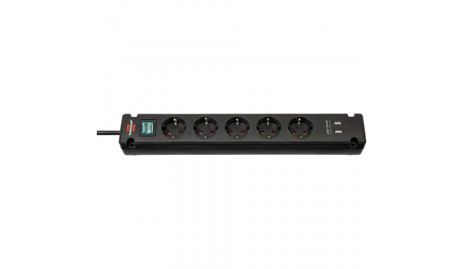 Brennenstuhl Bremounta Power Strip 5-way (black, 3 Meters, 2x USB-A ...