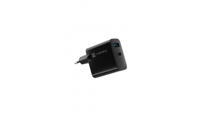 USB CHARGER NATEC RIBERA GAN 1X USB-A + 1X USB-C 45W BLACK