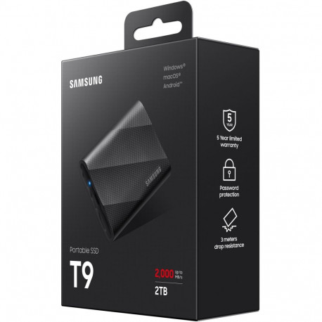 "2TB Samsung Portable T9 USB 3.2 Gen2 Black retail"