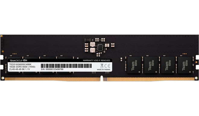 Team Group DDR5 16GB - 6000 - CL - 48 - Single-Kit - DIMM -TED516G6000C4801, Elite, XMP, black