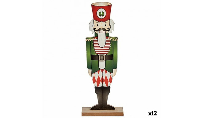 Decorative Figure Nutcracker Black Red Green Wood 8 x 40 x 15 cm (12 Units)