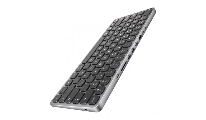 AXAGON HMC-KB keyboard USB-C 5Gbps with HUB, microSD/SD, 3x USB-A, HDMI 4K/60Hz, PD 100W, Audio, US 