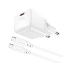 Acefast A77 Mini PD 30W GaN nástěnná nabíječka + USB-C kabel - bílá