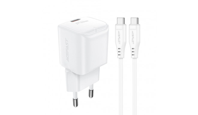 Acefast A73 Mini PD 20W GaN wall charger + USB-C cable - white