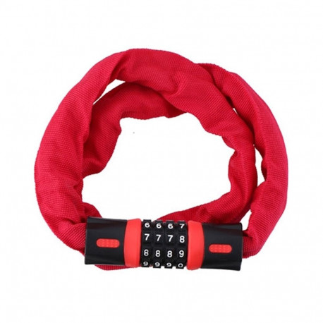 Dunlop - Zapięcie do roweru łańcuch na szyfr (Czerwony)